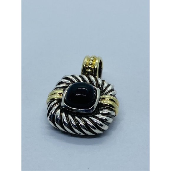 Authentic Renaissance David Yurman Sterling 14K Black Cabochon Enhancer Pendant - Picture 2 of 10
